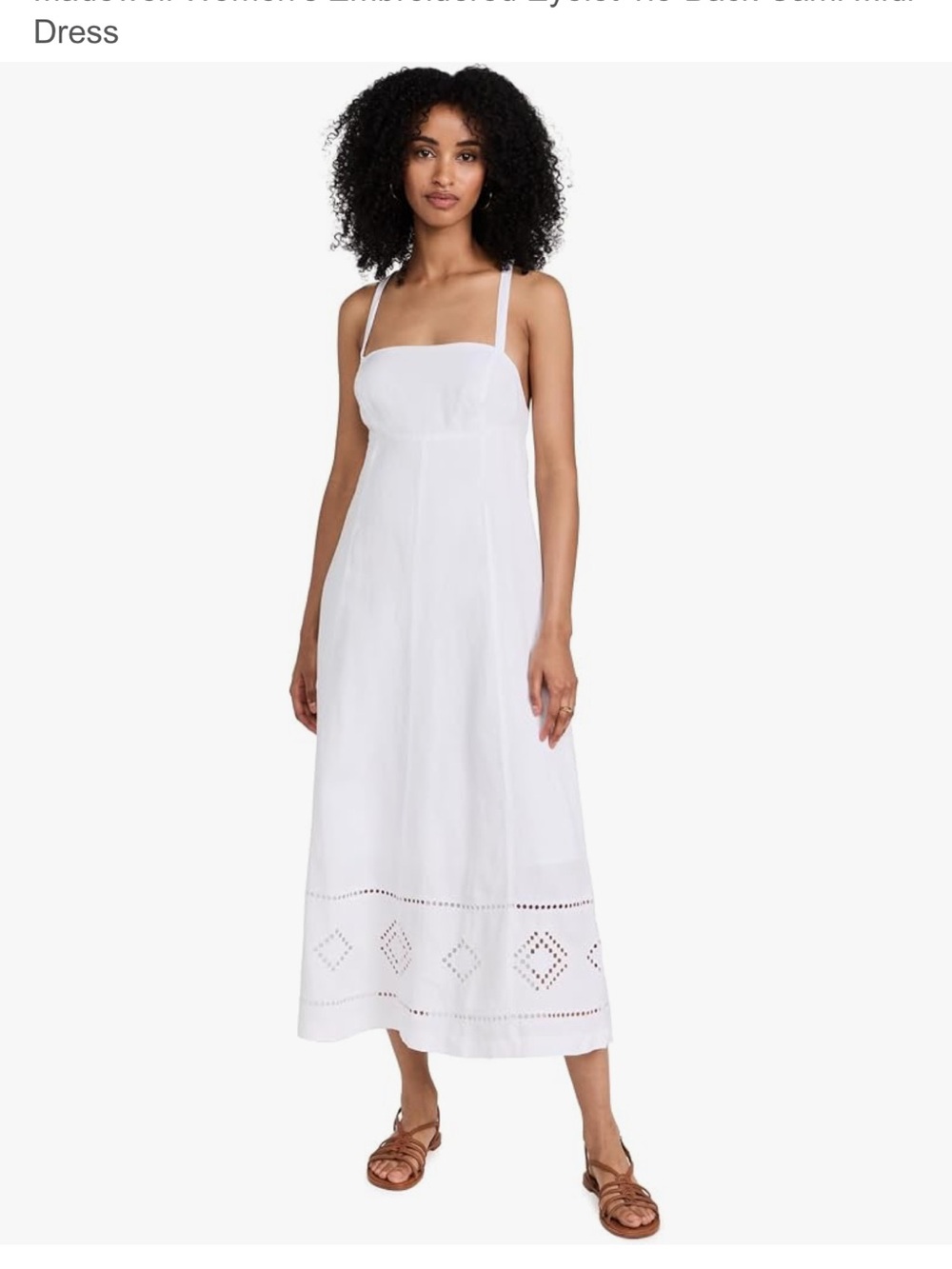 Madewell Embroidered Eyelet Tie-Back Cami Midi Dress in White Size 12